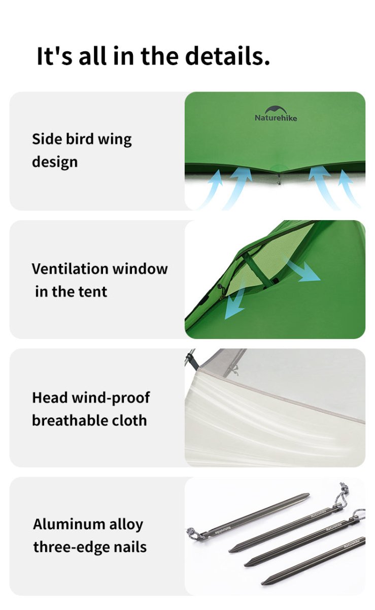 Cloud Up Base 2 Persons Tent 210T - Naturexplore - Naturehike - CNK2450WS032 - Bud green