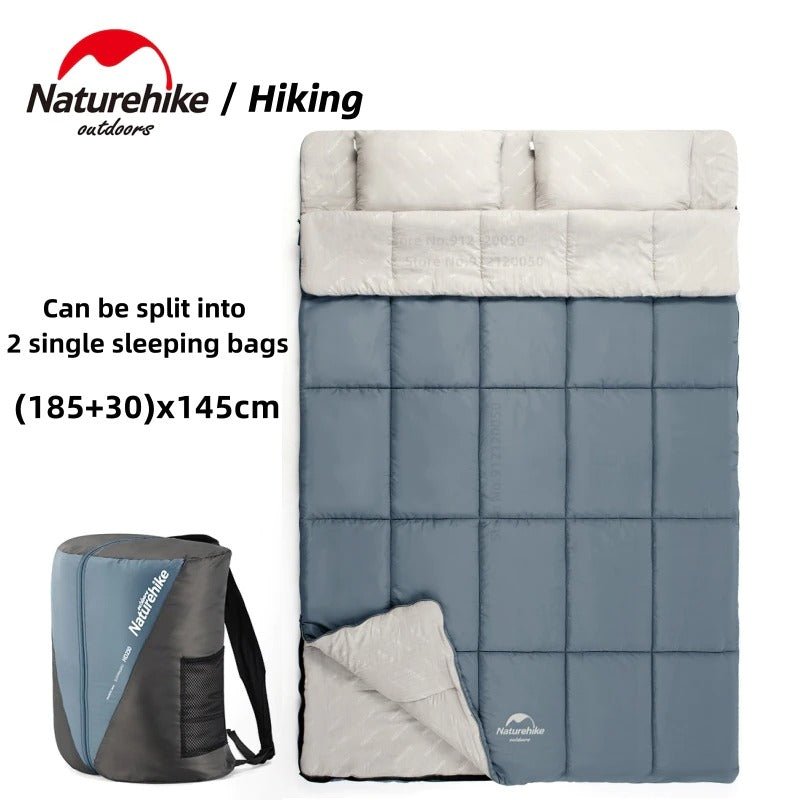 Double cotton sleeping bag with pillow - Naturexplore - Naturehike - NH21MSD05 - Blue