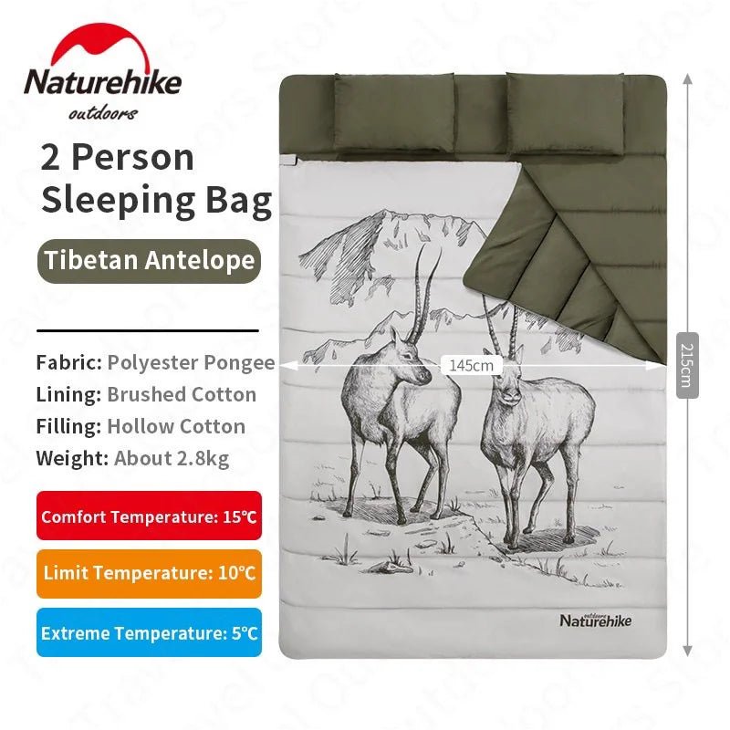 Double sleeping bag pattern with pillow - Naturexplore - Naturehike - NH21MSD06 - Tibetan antelope