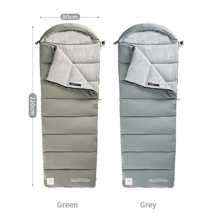 Envelop washable cotton sleeping bag with hood - Naturexplore - Naturehike - NH20MSD02 - Grey M300（Left Zipper）