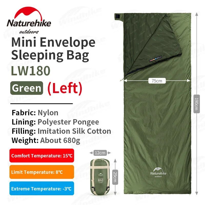 LW180 Ultralight Cotton Sleeping Bag - Naturexplore - Naturehike - NH21MSD09 - M-Grayish Brown