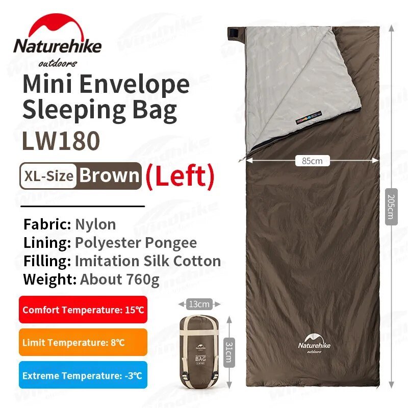 LW180 Ultralight Cotton Sleeping Bag - Naturexplore - Naturehike - NH21MSD09 - XL-Shadow Blue