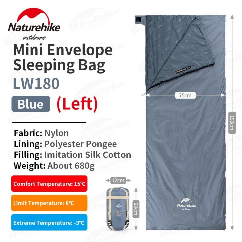 LW180 Ultralight Cotton Sleeping Bag - Naturexplore - Naturehike - NH21MSD09 - XL-Pine Green
