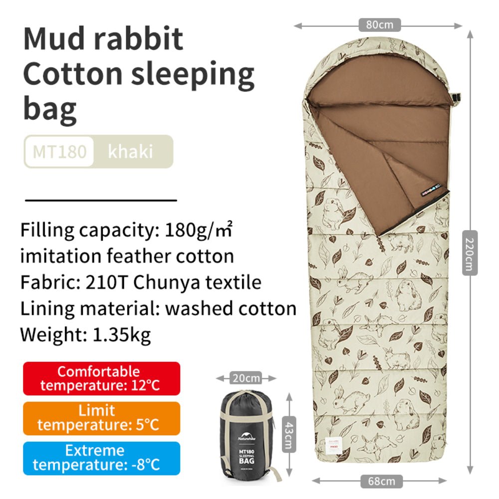 Naturehike Cute Mud Rabbit Cotton Sleeping Bag - Naturexplore - Naturehike - CNH22SD015 - Left zipper MT180