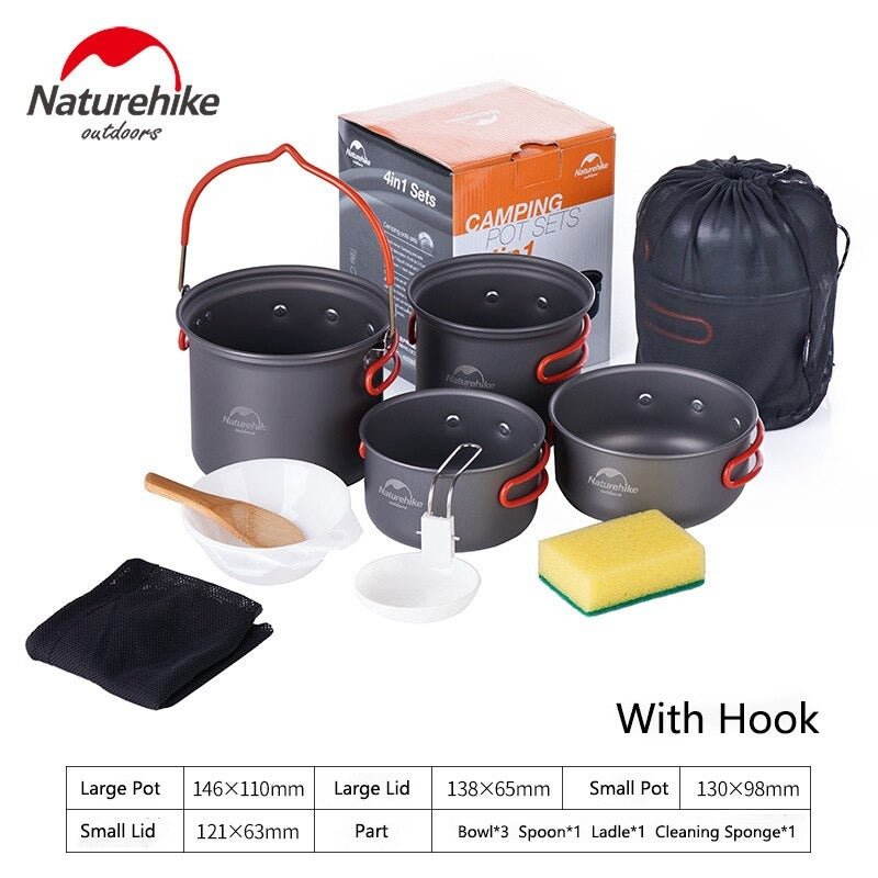 Naturehike Four-piece hiking Camping Cookware - Naturexplore - Naturehike - NH18T018-G -