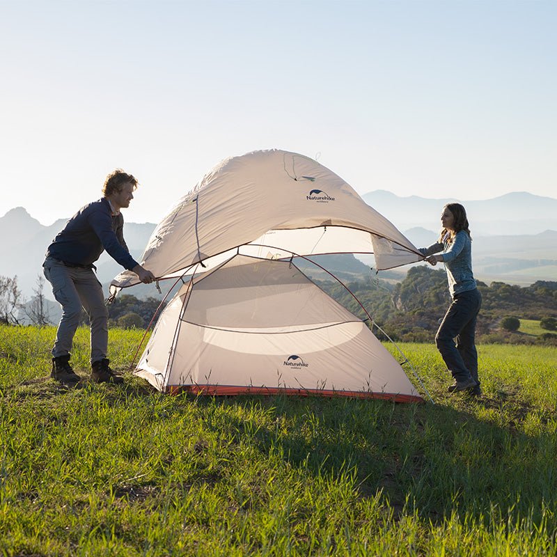 Cloud Up 1- Person UL Upgraded Hiking Tent - Naturexplore - Naturehike - NH18T010-T - Silicone light grey /red + mats