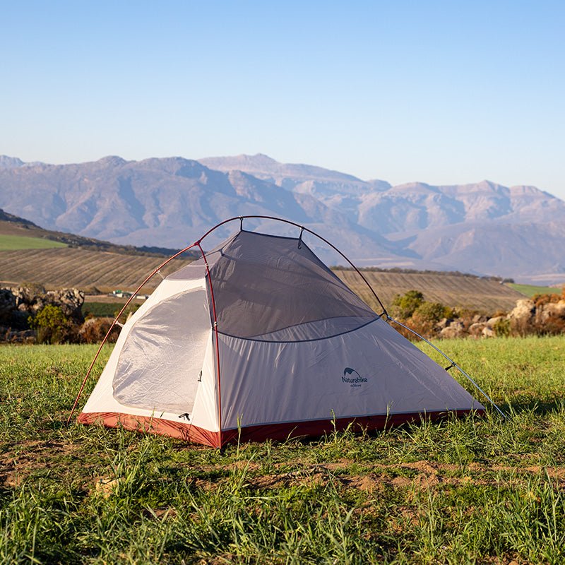 Cloud Up 1- Person UL Upgraded Hiking Tent - Naturexplore - Naturehike - NH18T010-T - Silicone light grey /red + mats