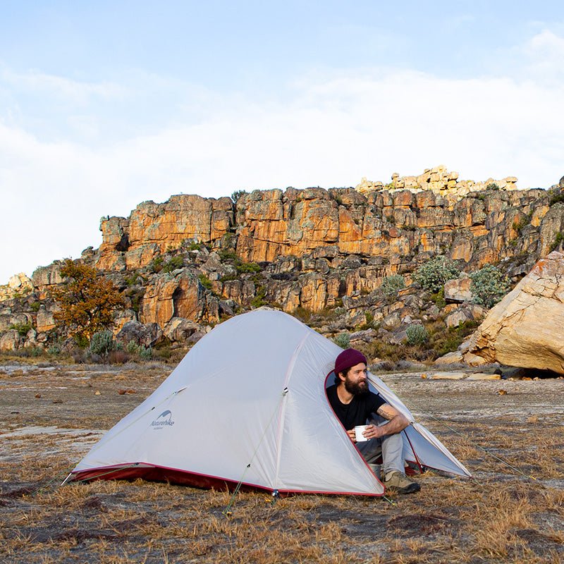 Cloud Up 1- Person UL Upgraded Hiking Tent - Naturexplore - Naturehike - NH18T010-T - Silicone light grey /red + mats