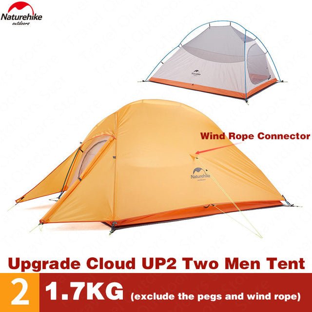 Cloud Up 2- Person UL Upgraded Hiking Tent - Naturexplore - Naturehike - NH17T001-T-BG - Bud Green 210T + Mats