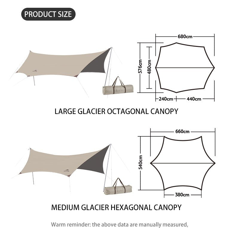 Glacier awning canopy Q-9B Ti-vinyl verison-khak - Naturexplore - Naturehike - NH19TM004 - 5.5M*4.65M