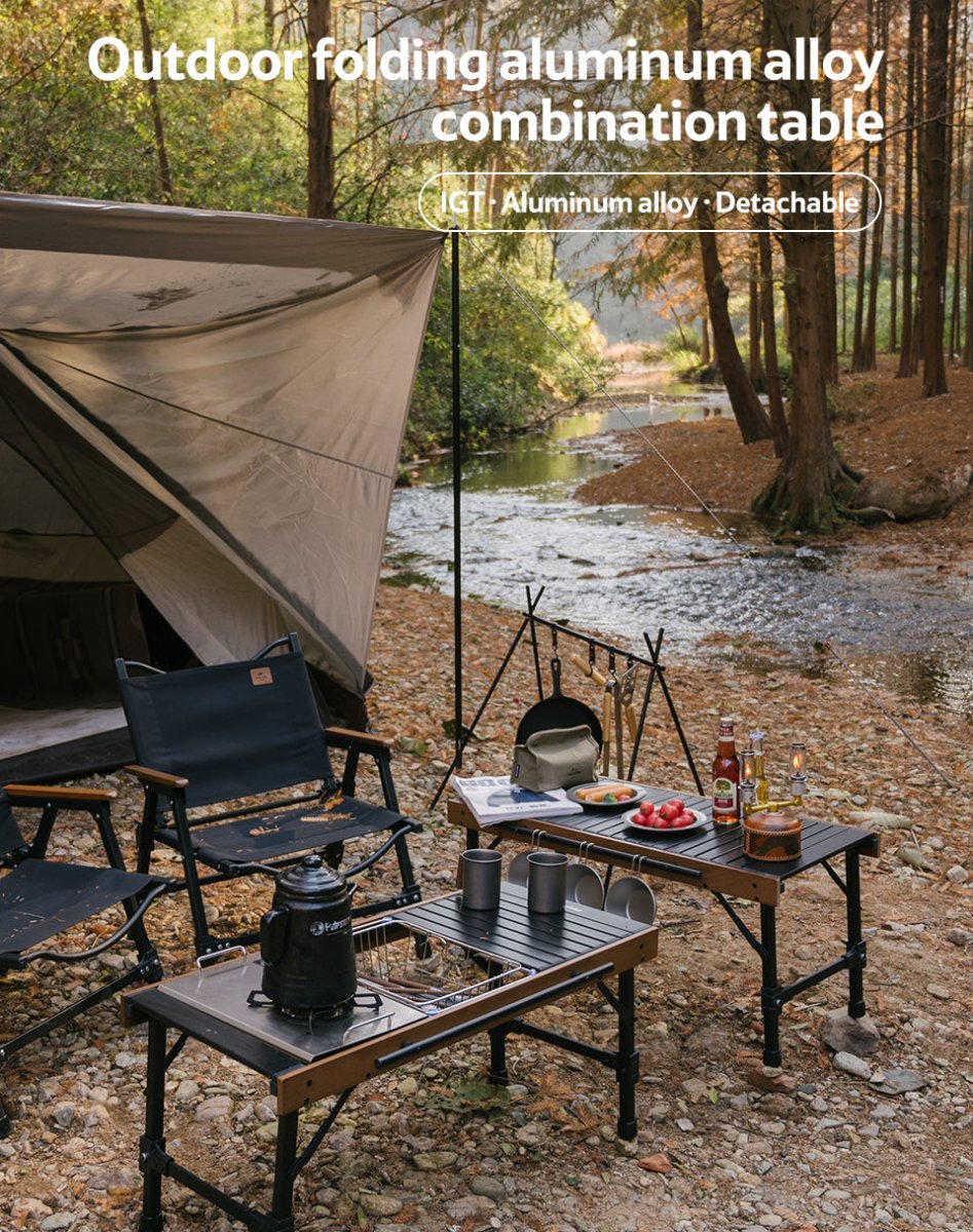 IGT outdoor folding combination table - Naturexplore - Naturehike - NH21JU011 - Aluminum Alloy (Beech Side)