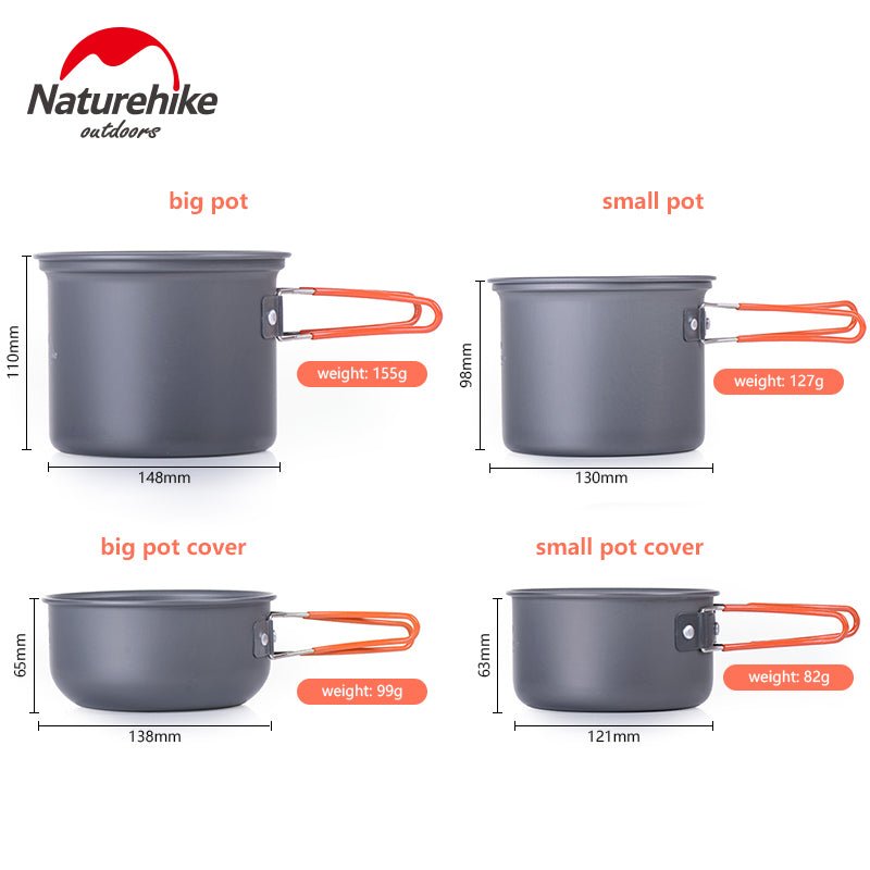 Naturehike Four-piece hiking Camping Cookware - Naturexplore - Naturehike - NH18T018-G -