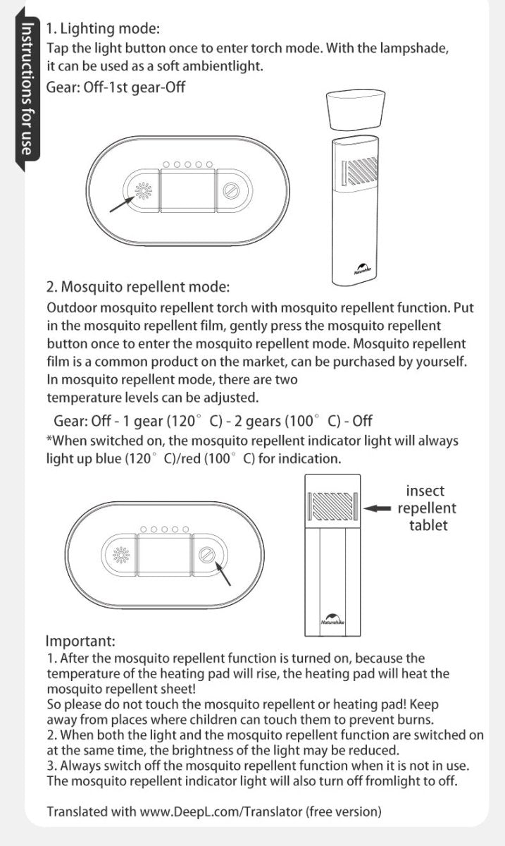 Outdoor mosquito repellent flashlight - Naturexplore - Naturehike - CNH22DQ021 -