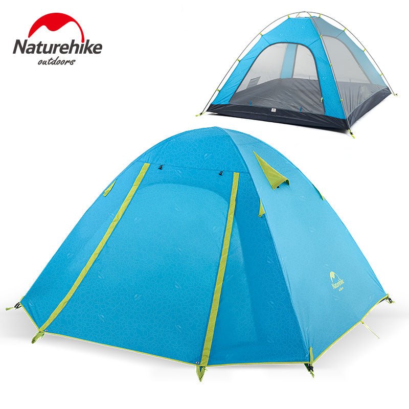 P-Series aluminum pole tent with new material 210T65D embossed design for 3 man - Naturexplore - Naturehike - NH18Z033-P - Blue