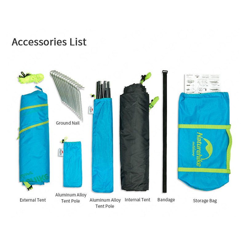 P-Series aluminum pole tent with new material 210T65D embossed design for 3 man - Naturexplore - Naturehike - NH18Z033-P - Blue