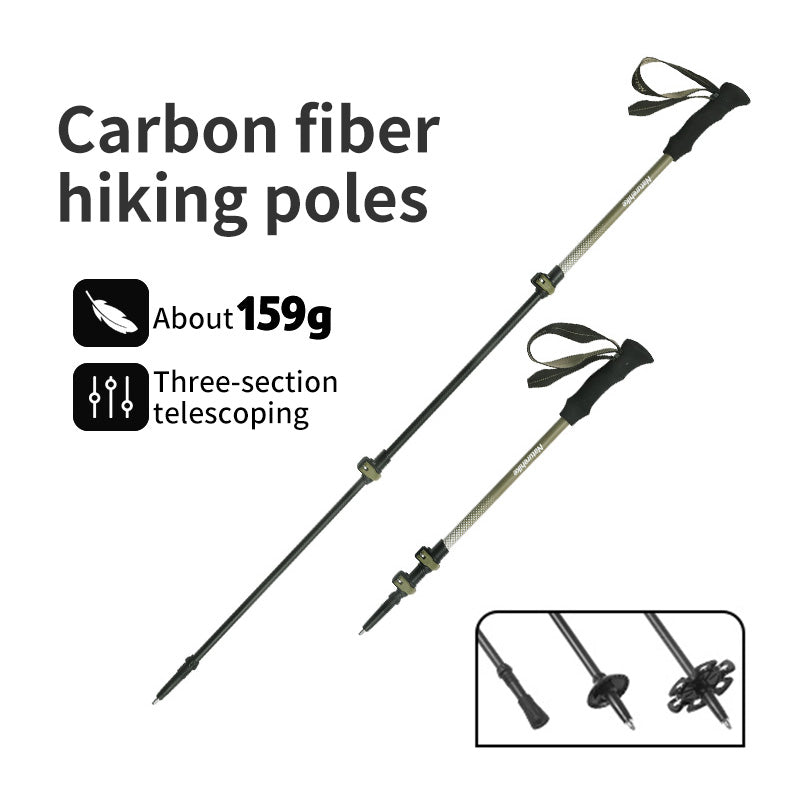 (Qingfeng) Carbon fiber trekking pole - Naturexplore - Naturehike - CNK2300DS010 - Green 120 cm